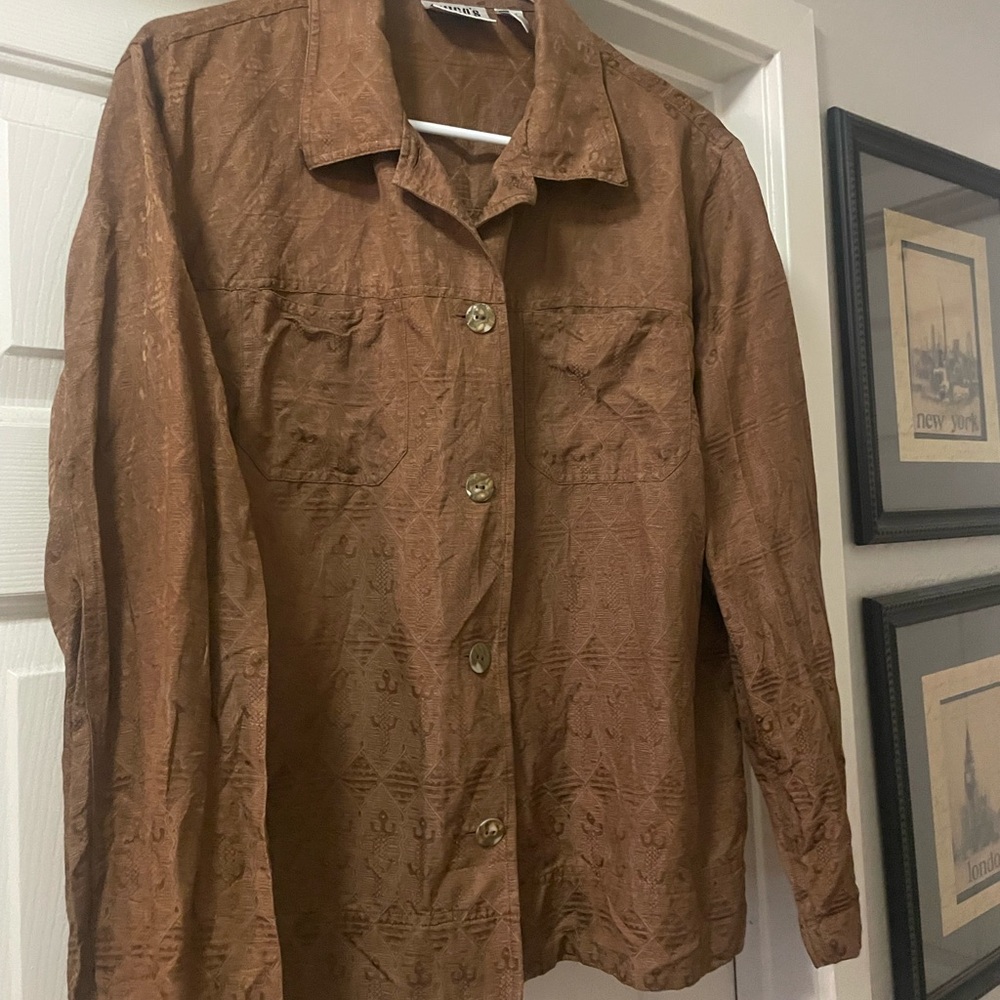 Chico's Textured Brown Utility Jacket